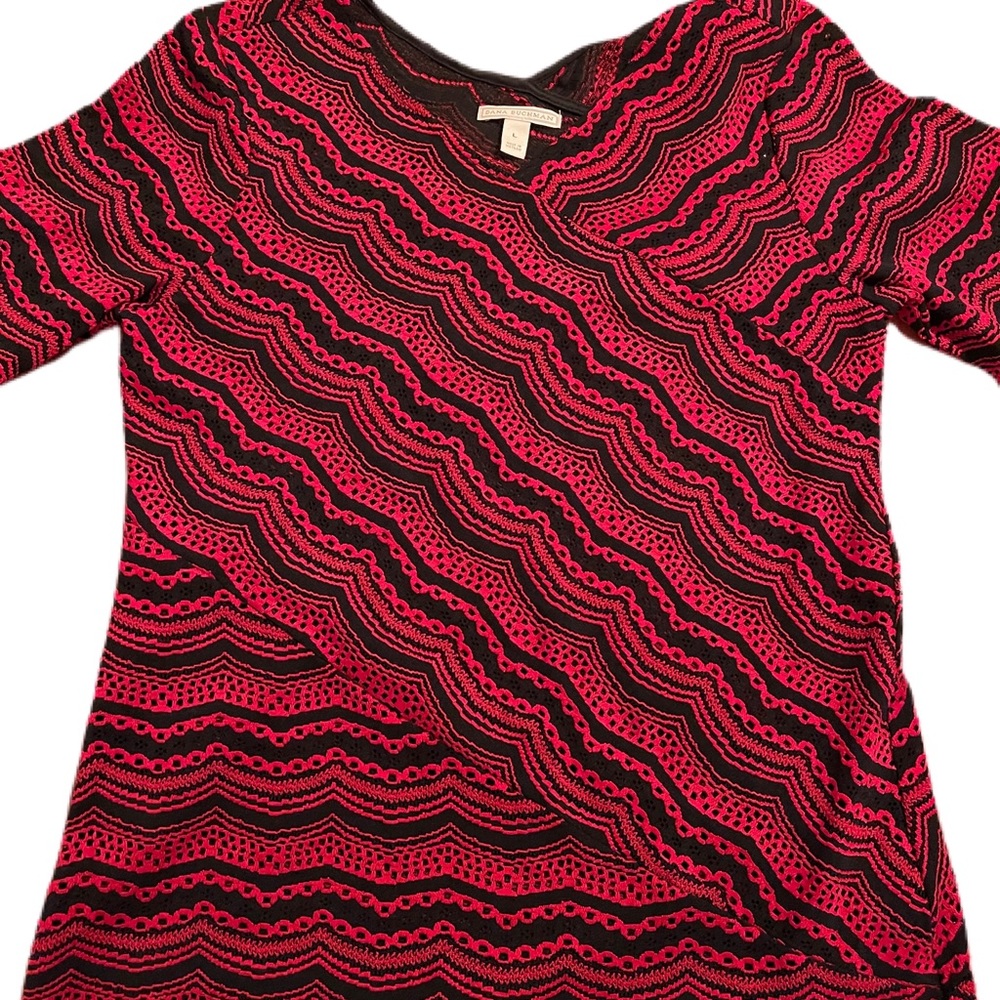 Dana Buchman Red and Black Blouse